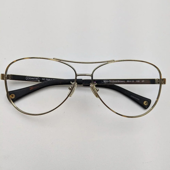 🕶️Frame only! Coach L055 STEFANIE HC7025-9013/T5 Aviator Sunglasses / ALI457🕶️ - Picture 1 of 8